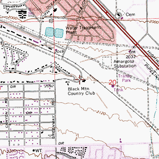 Topographic Map of Black Mountain Country Club, NV