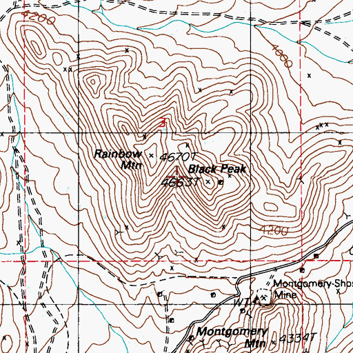 Topographic Map of Black Peak, NV