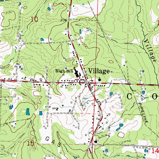 Topographic Map of Village Post Office, AR