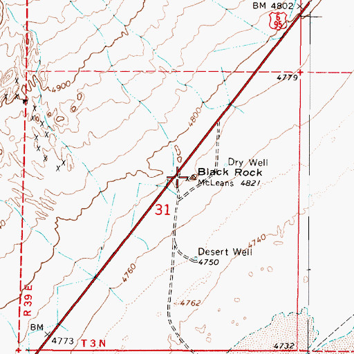 Topographic Map of Black Rock, NV