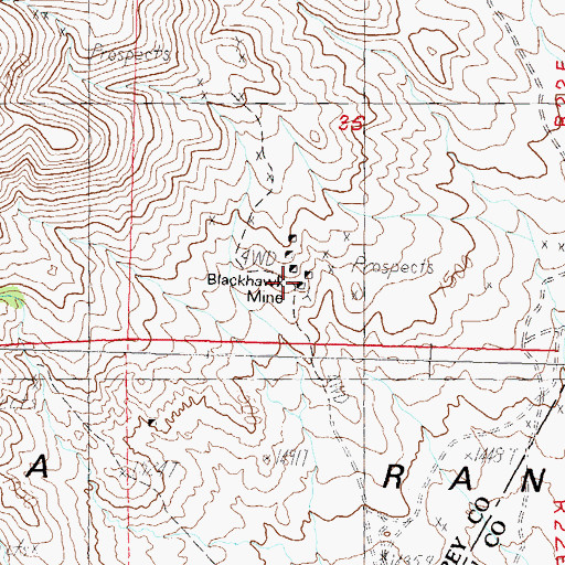 Topographic Map of Blackhawk Mine, NV