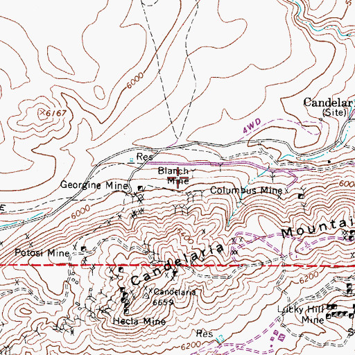 Topographic Map of Blanch Mine, NV