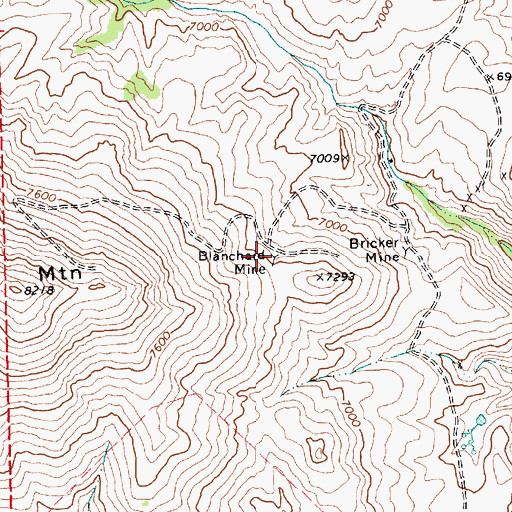 Topographic Map of Blanchard Mine, NV
