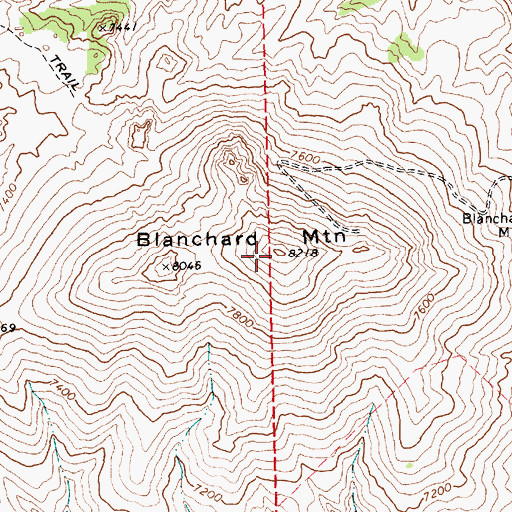 Topographic Map of Blanchard Mountain, NV