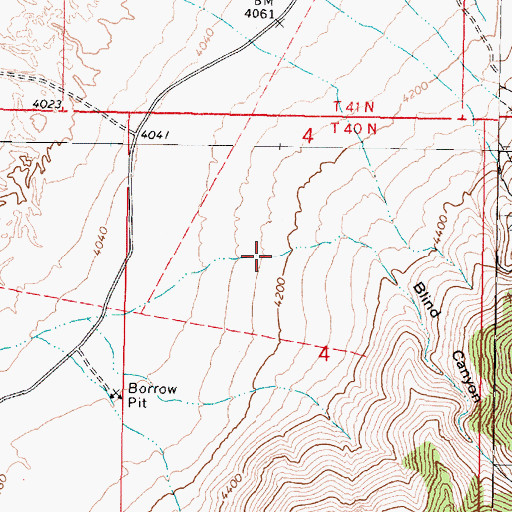 Topographic Map of Blind Canyon, NV