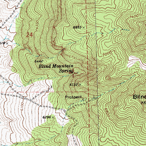 Topographic Map of Blind Mountain Spring, NV