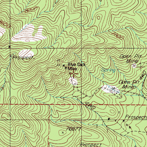 Topographic Map of Blue Dick Mine, NV