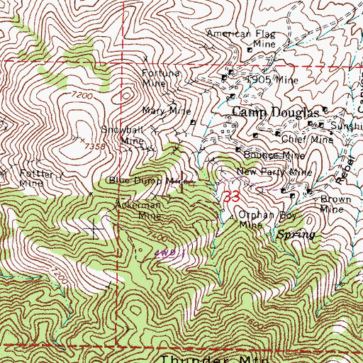 Topographic Map of Blue Dump Mine, NV