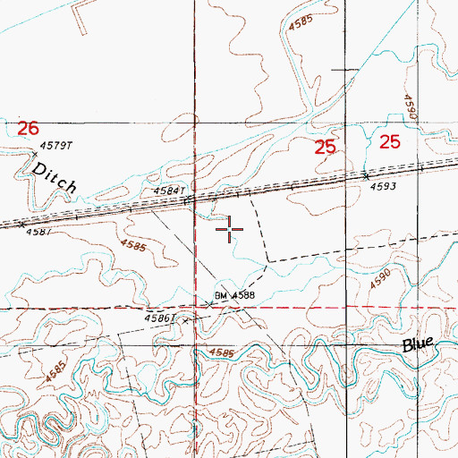 Topographic Map of Blue House Ditch, NV