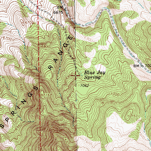 Topographic Map of Blue Jay Spring, NV