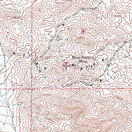 Topographic Map of Blue Ribbon Mine, NV