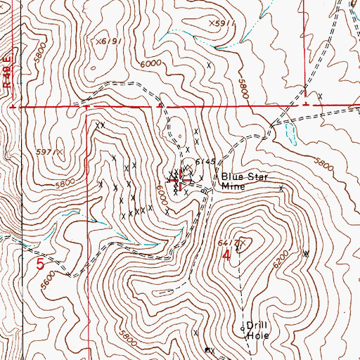 Topographic Map of Blue Star Mine, NV