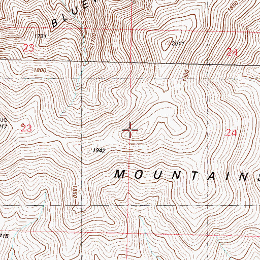 Topographic Map of Blue Wing Mountains, NV
