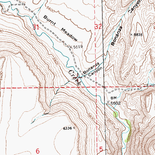 Topographic Map of Bonanza Canyon, NV