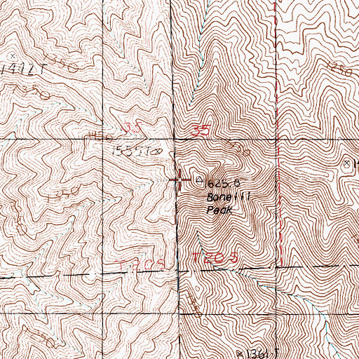 Topographic Map of Bonelli Peak, NV