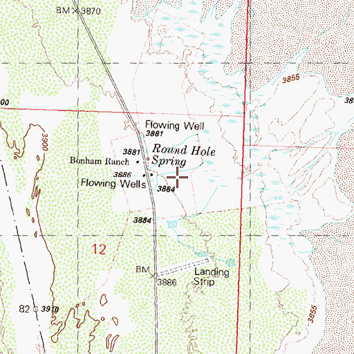 Topographic Map of Bonham Ranch, NV