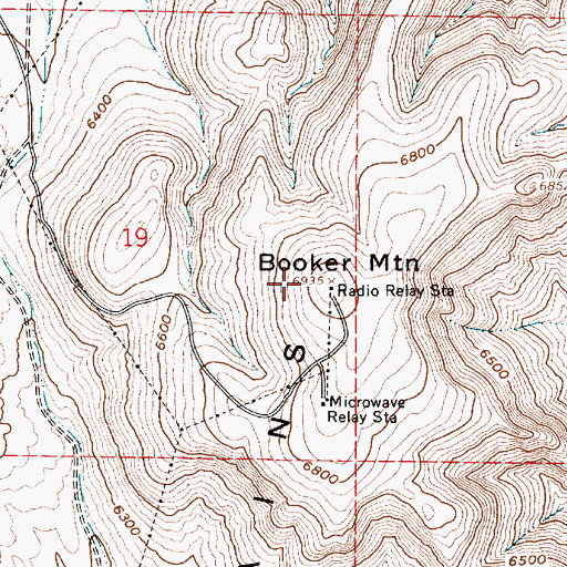 Topographic Map of Booker Mountain, NV