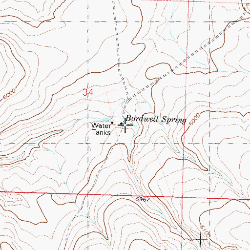 Topographic Map of Bordwell Spring, NV