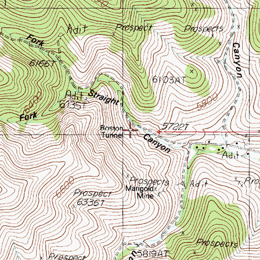 Topographic Map of Boston Tunnel, NV
