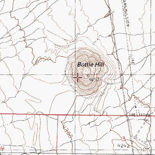 Topographic Map of Bottle Hill, NV