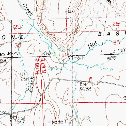 Topographic Map of Bottom Creek, NV