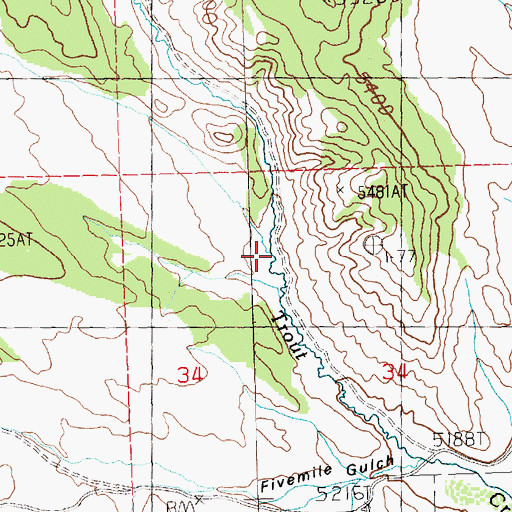 Topographic Map of Bottom Creek, NV