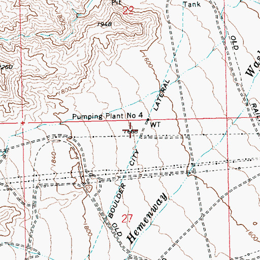 Topographic Map of Boulder City Lateral, NV