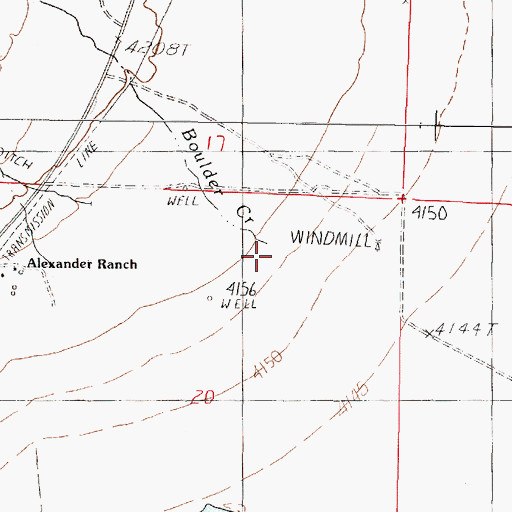 Topographic Map of Boulder Creek, NV