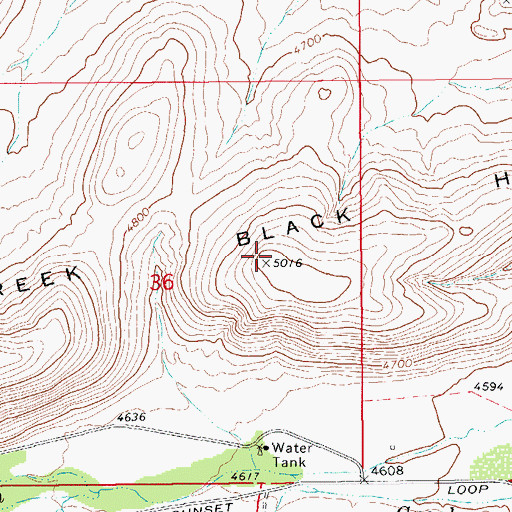 Topographic Map of Ash Creek Black Hills, AZ