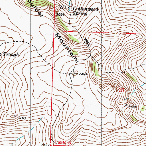 Topographic Map of Boulder Mountain, NV