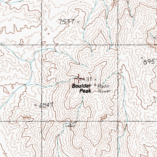 Topographic Map of Boulder Peak, NV