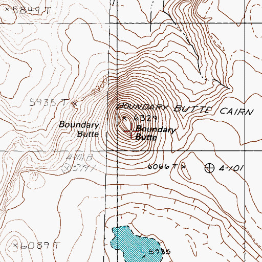 Topographic Map of Boundary Butte, NV