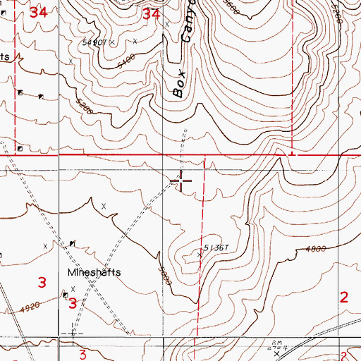 Topographic Map of Box Canyon, NV