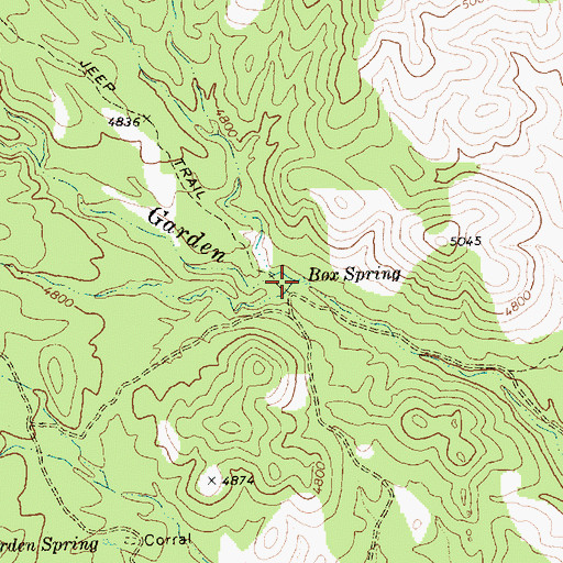 Topographic Map of Box Spring, NV