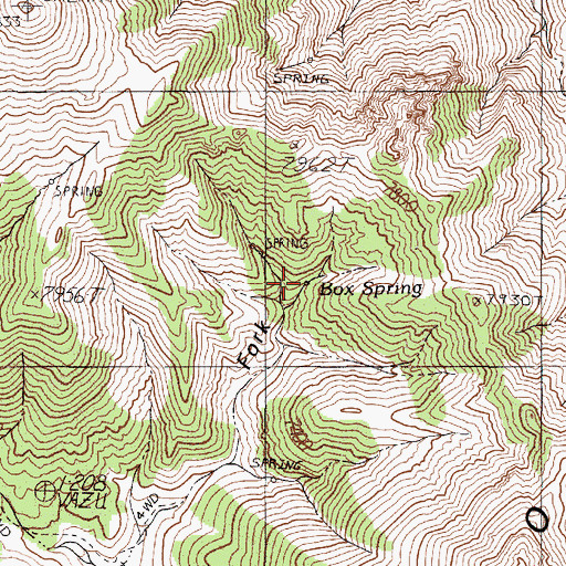 Topographic Map of Box Spring, NV