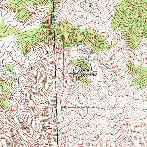 Topographic Map of Boyd Spring, NV