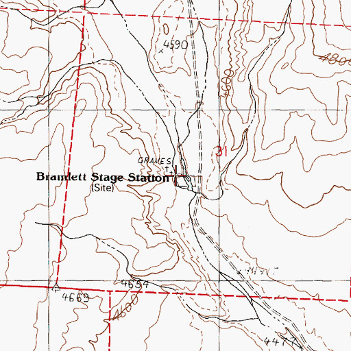 Topographic Map of Bramlett Stage Station, NV
