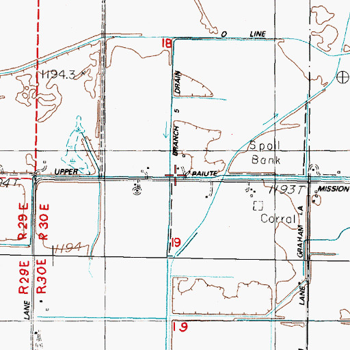 Topographic Map of Branch One Drain, NV