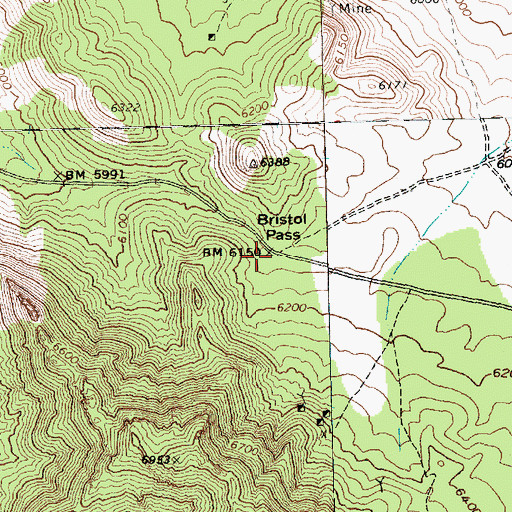 Topographic Map of Bristol Pass, NV