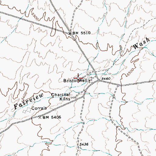 Topographic Map of Bristol Well, NV