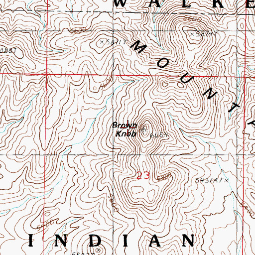 Topographic Map of Brown Knob, NV