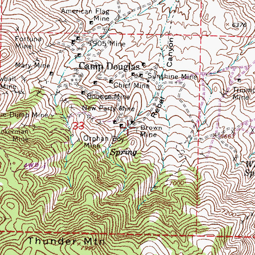 Topographic Map of Brown Mine, NV