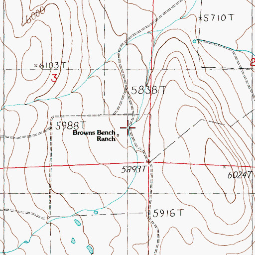 Topographic Map of Browns Bench Ranch, NV