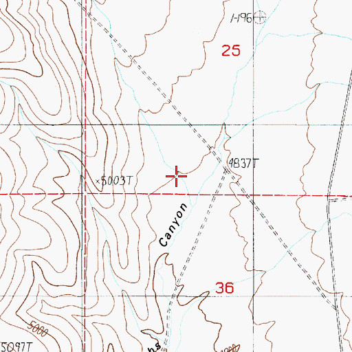 Topographic Map of Browns Canyon, NV