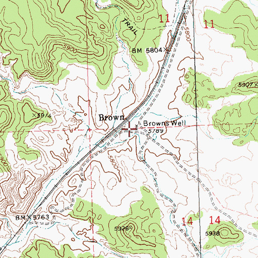 Topographic Map of Browns Well, NV