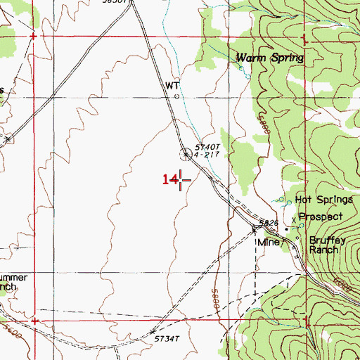 Topographic Map of Bruffey Canyon, NV