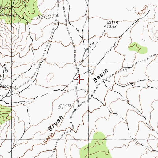 Topographic Map of Brush Basin, NV