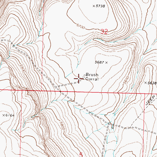 Topographic Map of Brush Corral, NV