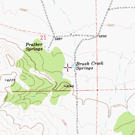 Topographic Map of Brush Creek Springs, NV