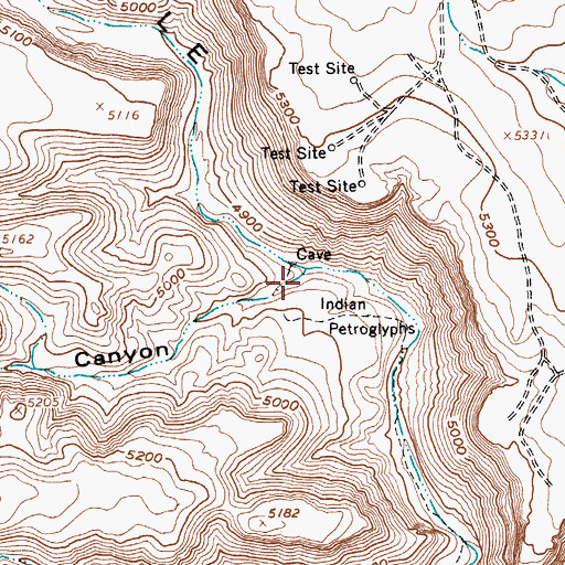 Topographic Map of Brushy Canyon, NV